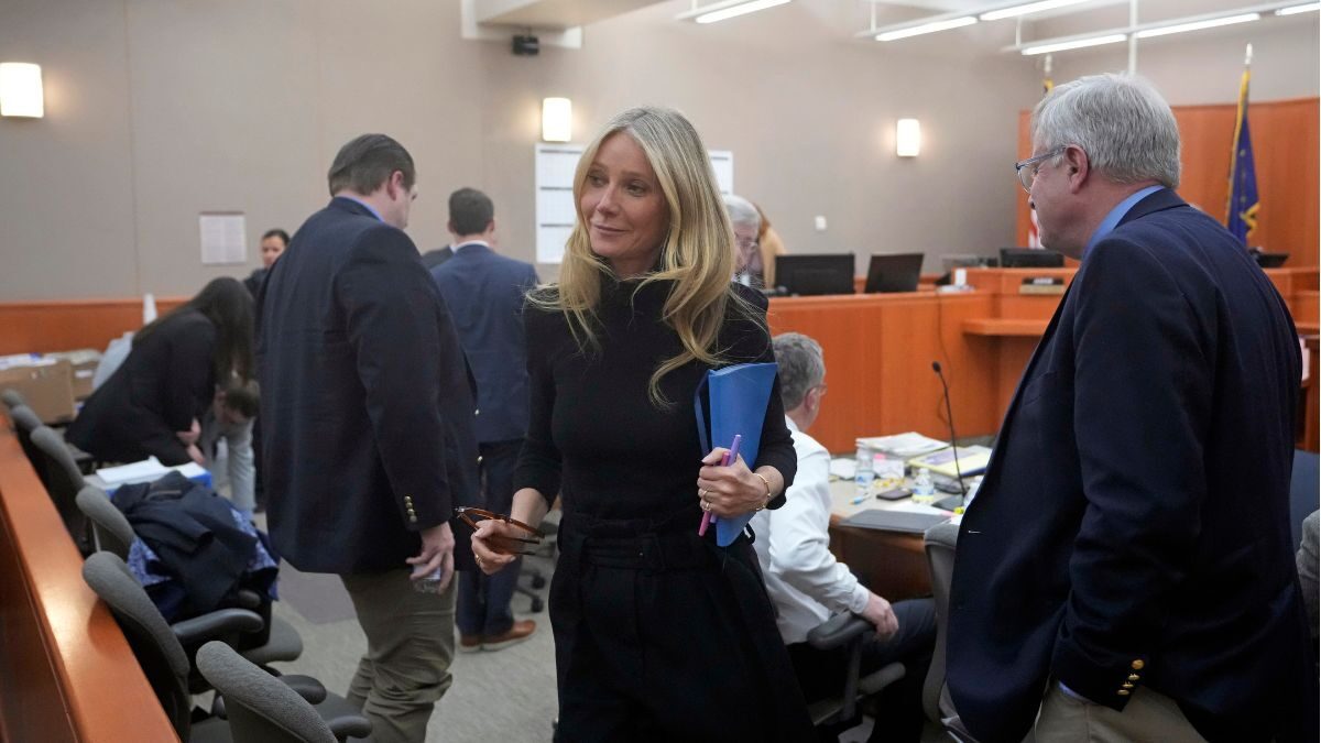 Gwyneth Paltrow leaves the courtroom, Wednesday, March 29, 2023, in Park City, Utah, where she is accused in a lawsuit of crashing into a skier during a 2016 family ski vacation, leaving him with brain damage and four broken ribs.