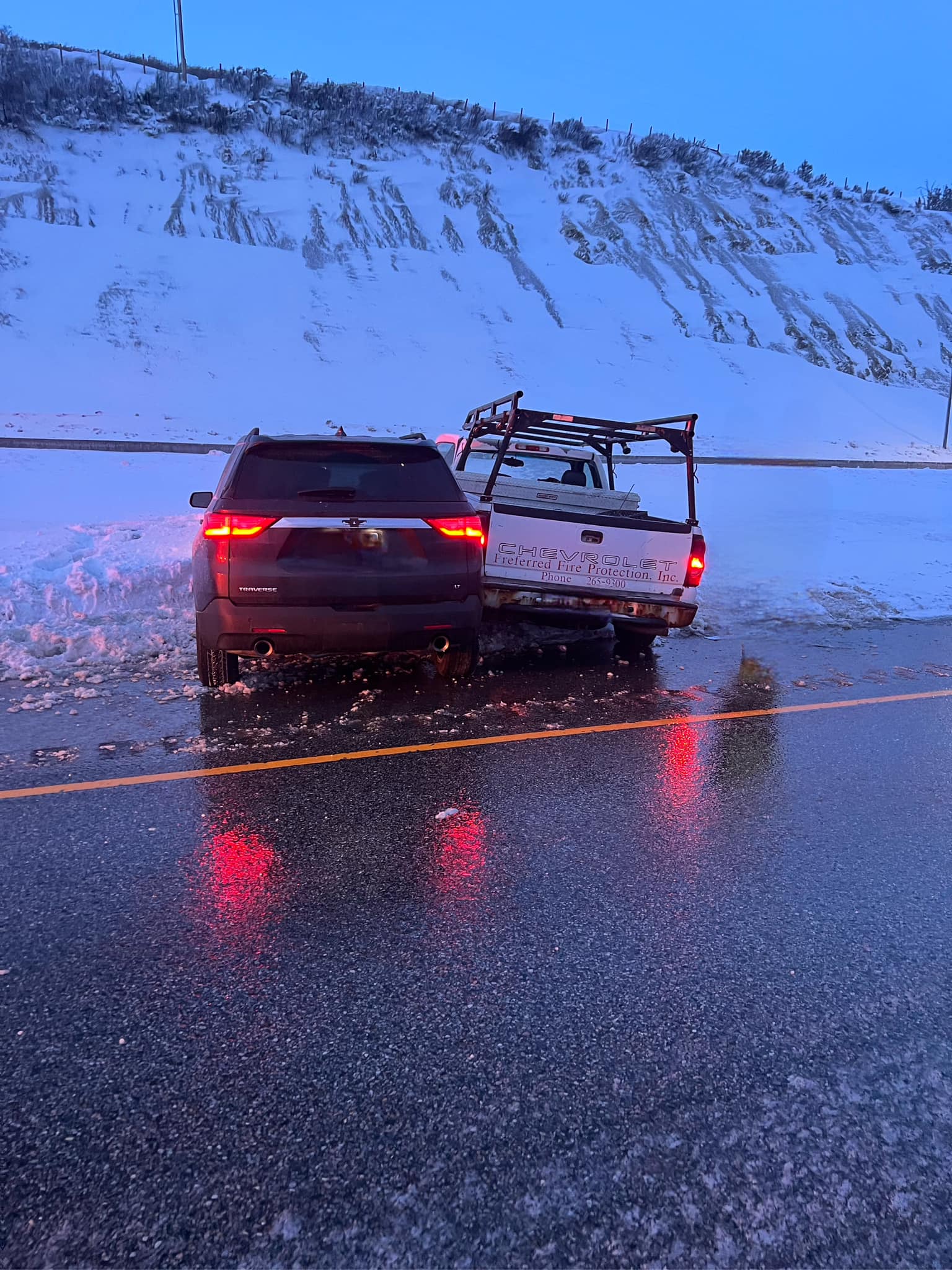 At approximately 7:00 pm March 30 PCFD responded to multiple car accidents just East of mile marker 139 I-80 East bound. This picture was one of 4 accidents. A total of 3 patients were transported to valley hospitals.