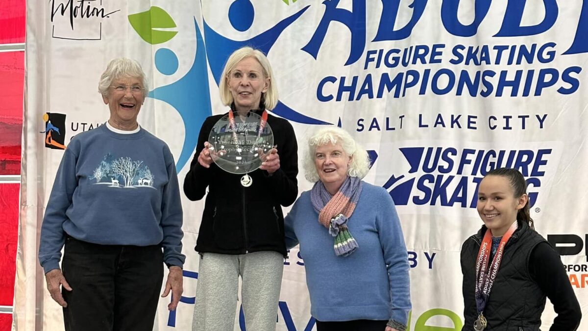 Meredith Hall, 83, receiving a National Award for her contributions to the Figure Skating culture and community.