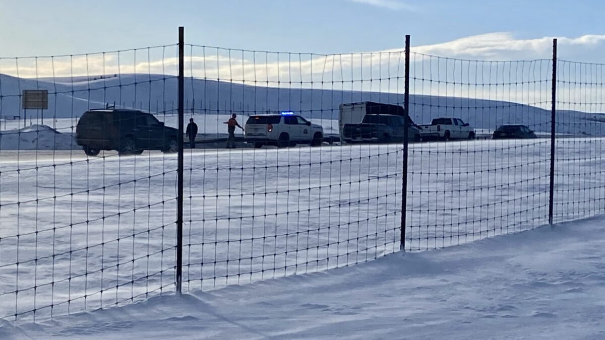 Trailer tips from wind causing traffic to back up in Park City.