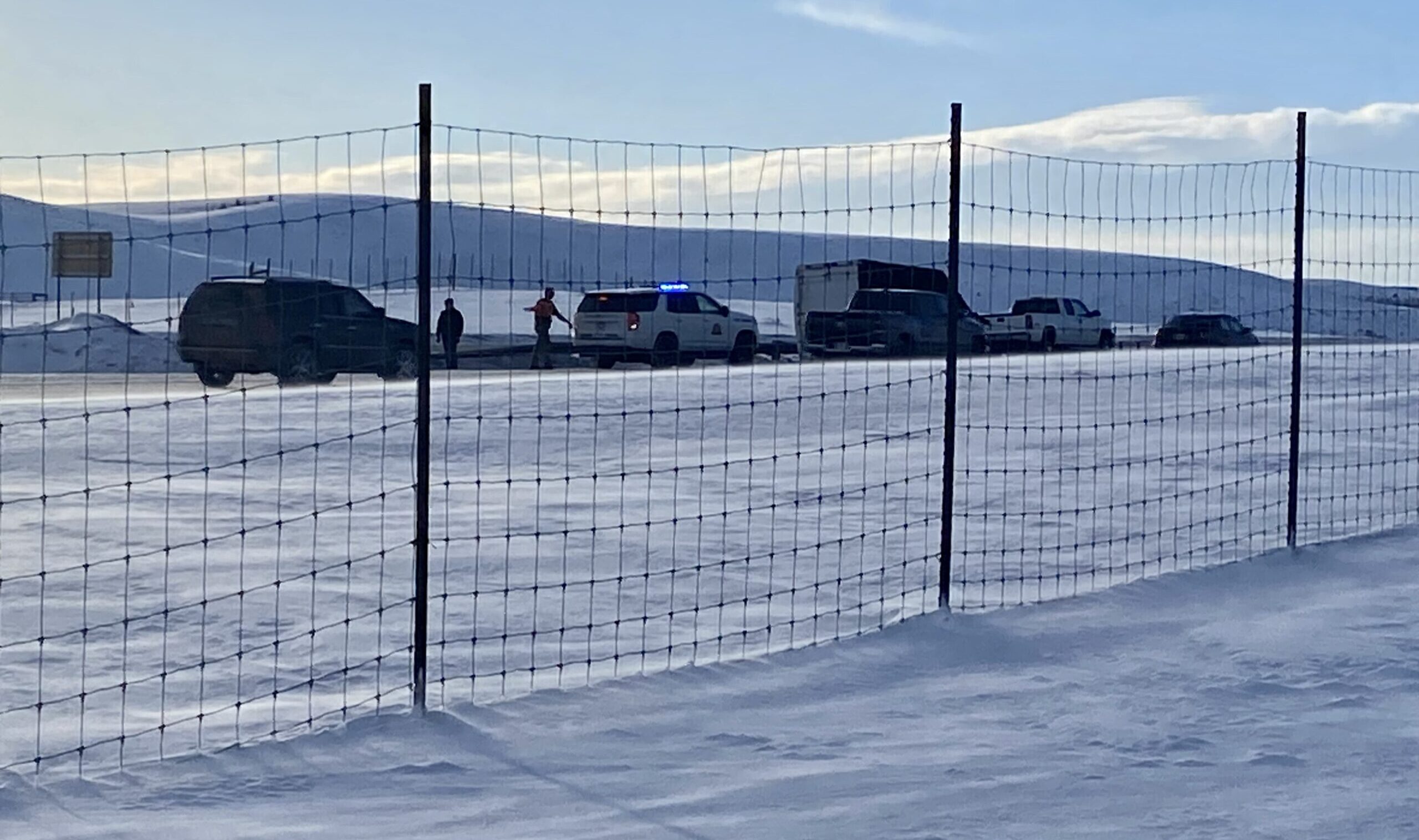 Trailer tips from wind causing traffic to back up in Park City.