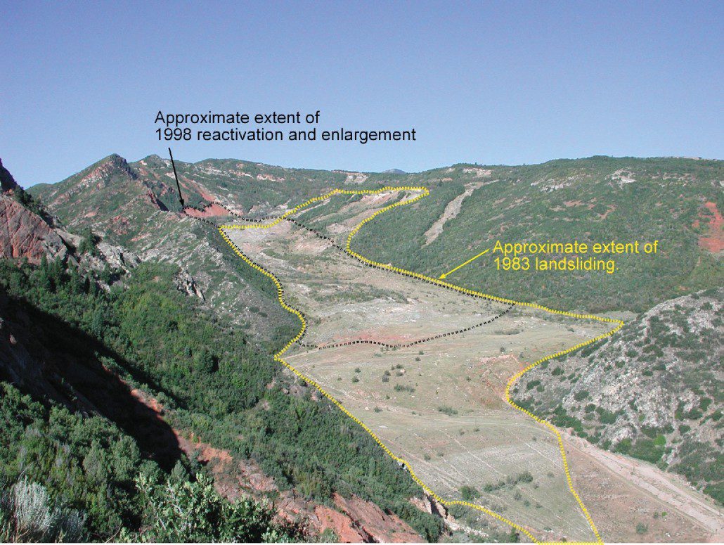 Photo showing the extent of the Thistle landslide.