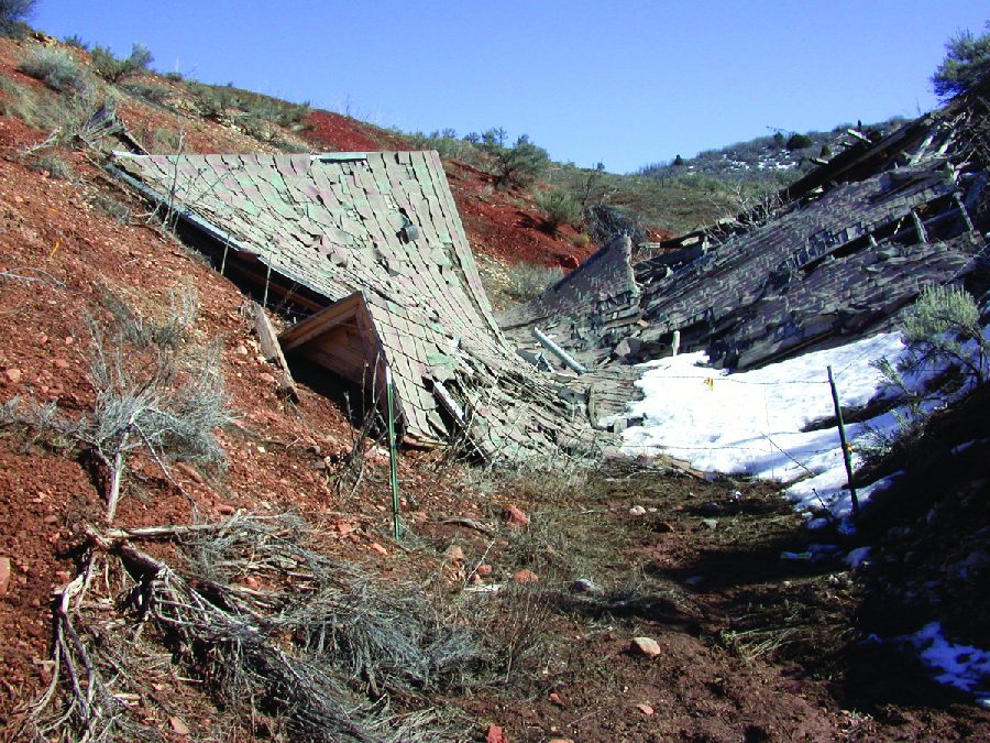 Damage caused by the Thistle landslide.