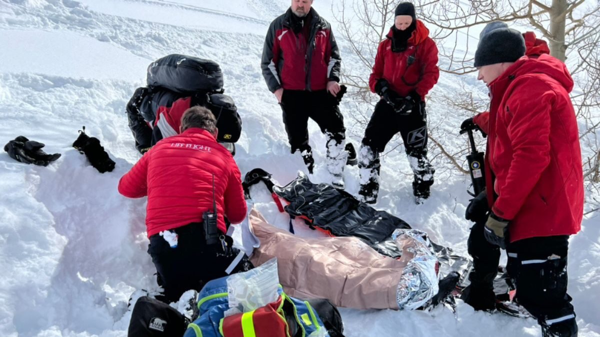 Wasatch County Search and Rescue assisted an injured snowmobiler near Strawberry River on April 1, 2023.