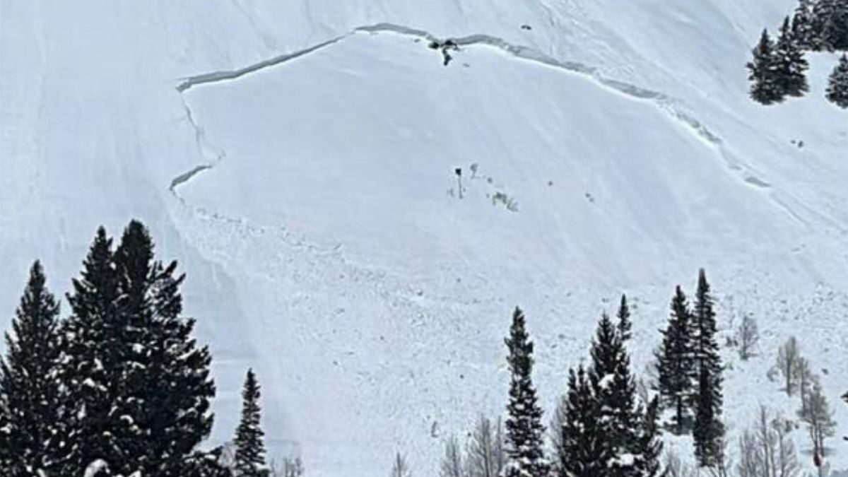 A natural avalanche slid near Snowbird Resort on April 6, 2023.