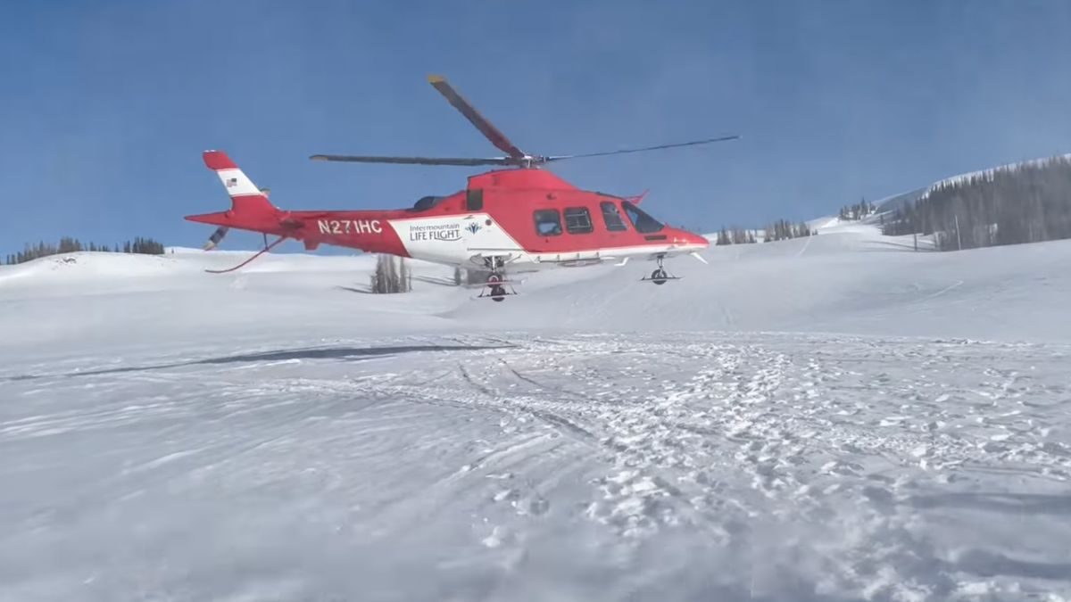 An injured snowmobiler was transported by Intermountain Life Flight on Saturday, April 15.