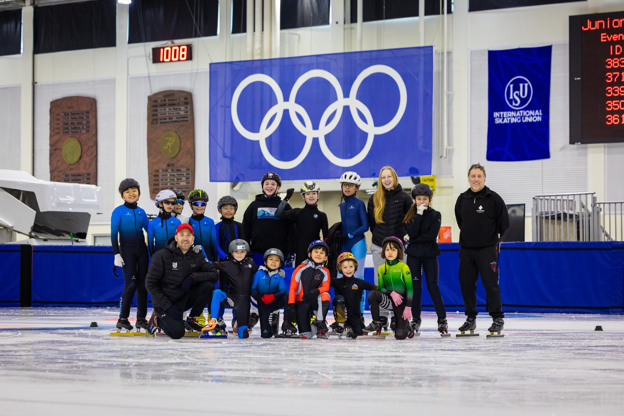 Development speedskating athletes at the Utah Olympic Oval.