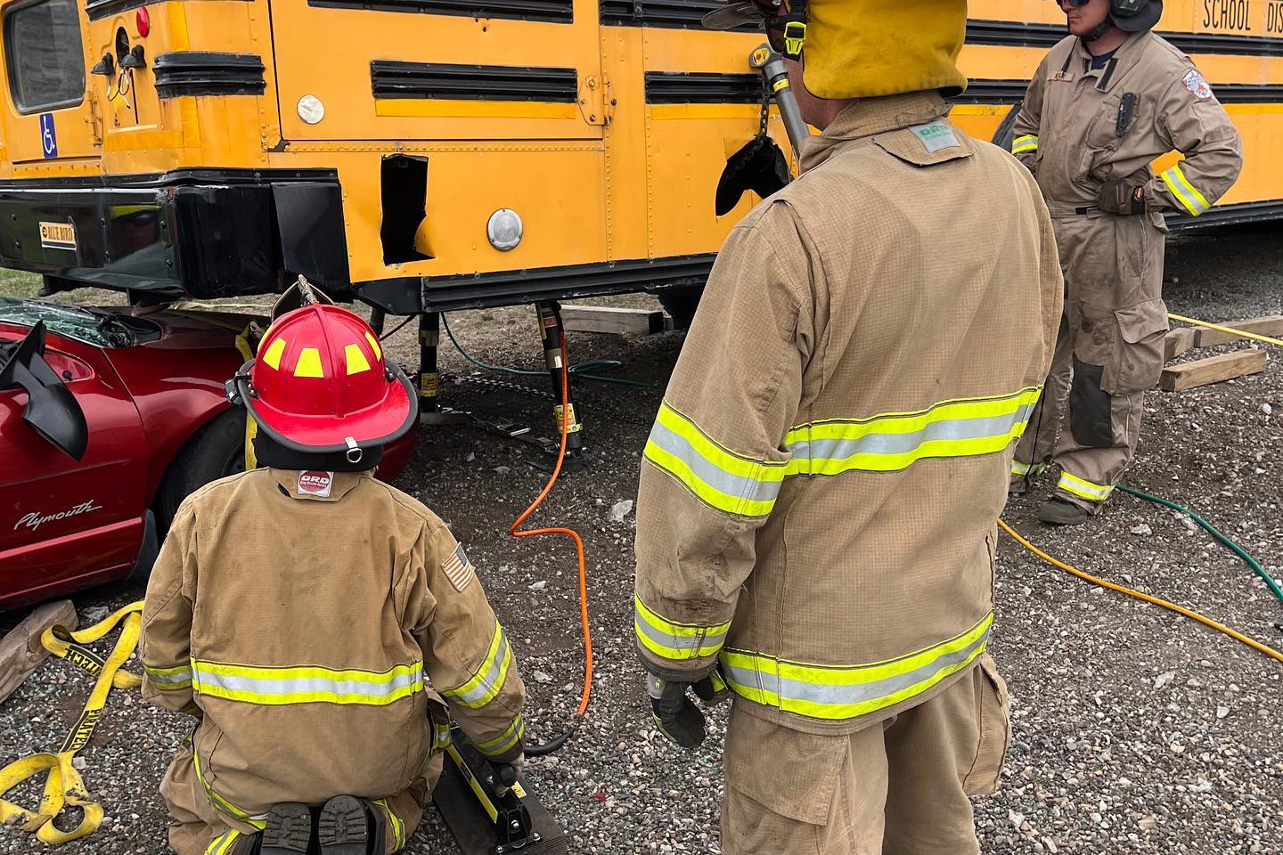 Members of the Wasatch and Park City Fire Districts participate in a joint training, May 2023. Photo: Wasatch Fire District
