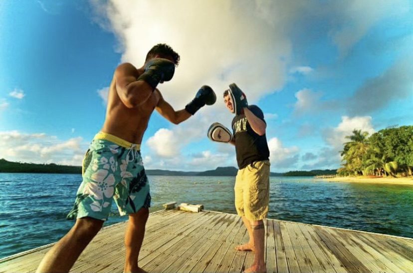 Park City's Shane and son Nester Heaps boxing training in Tonga.