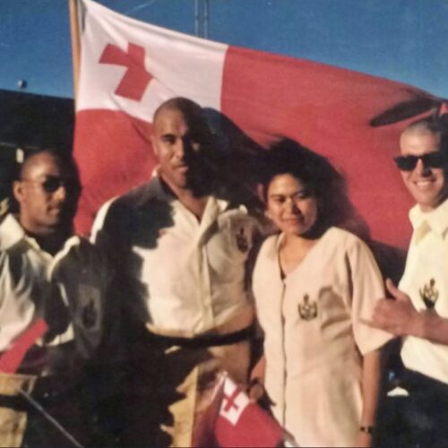 Park City Boxer Shane Heaps (pictured far right) with Paea Wolfgram (pictured second from left) who was the first Boxing Olympic medalist representing Tonga, Atlanta 1996 Games.