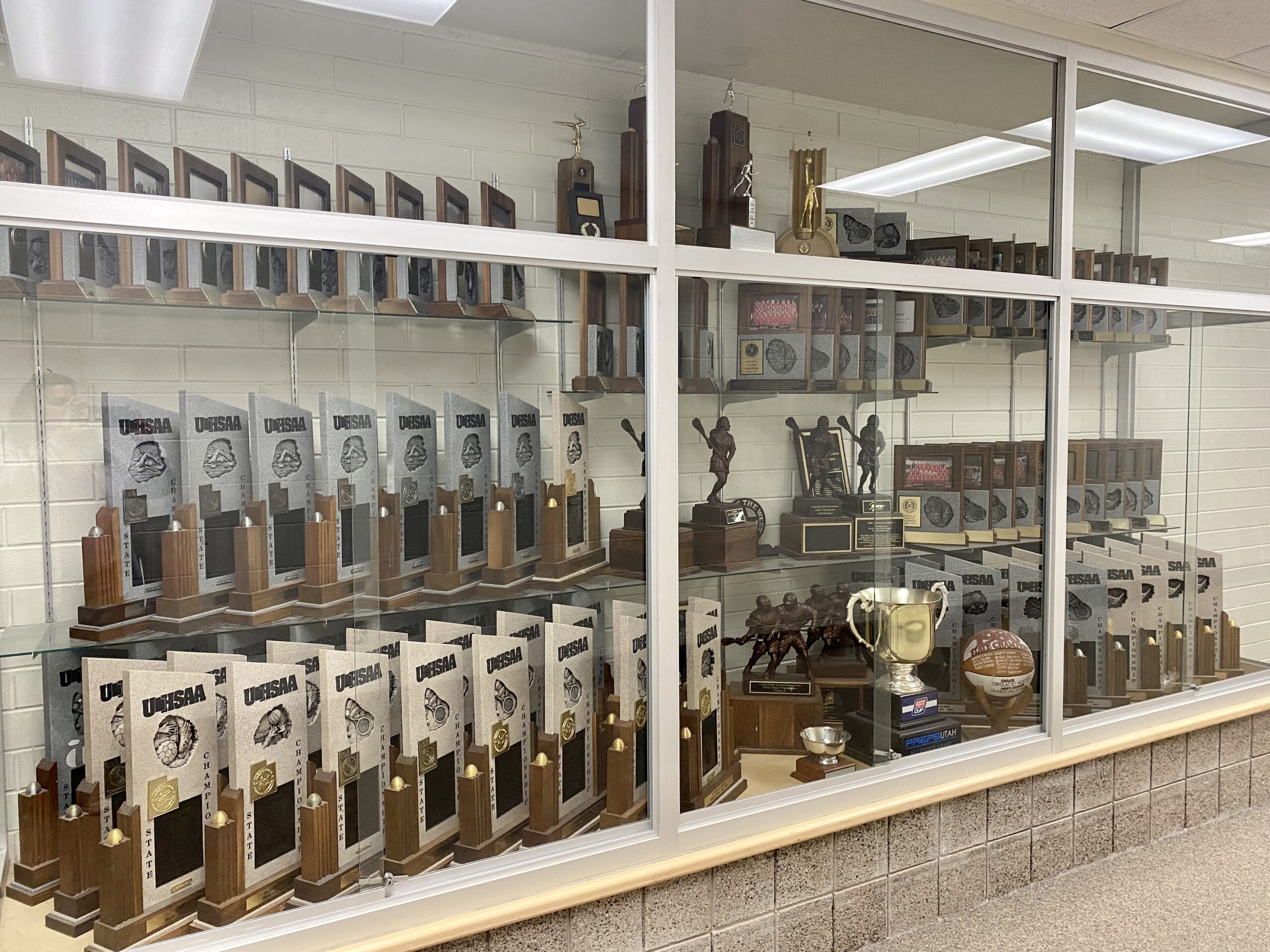 (One of) the Park City High School sports trophy cases.