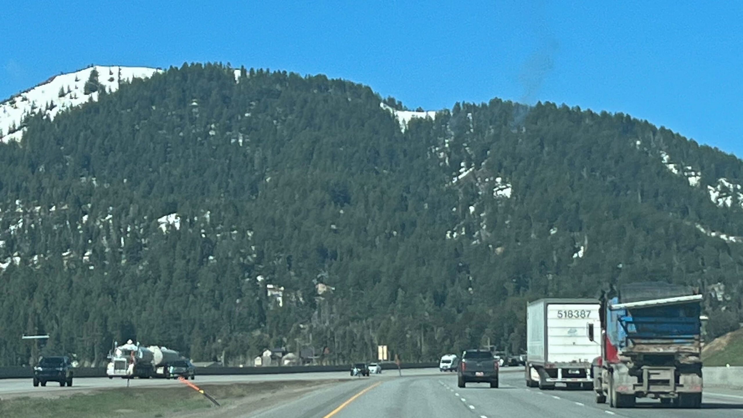 Smoke coming from the prescribed burn at Summit Park is visible from I-80.