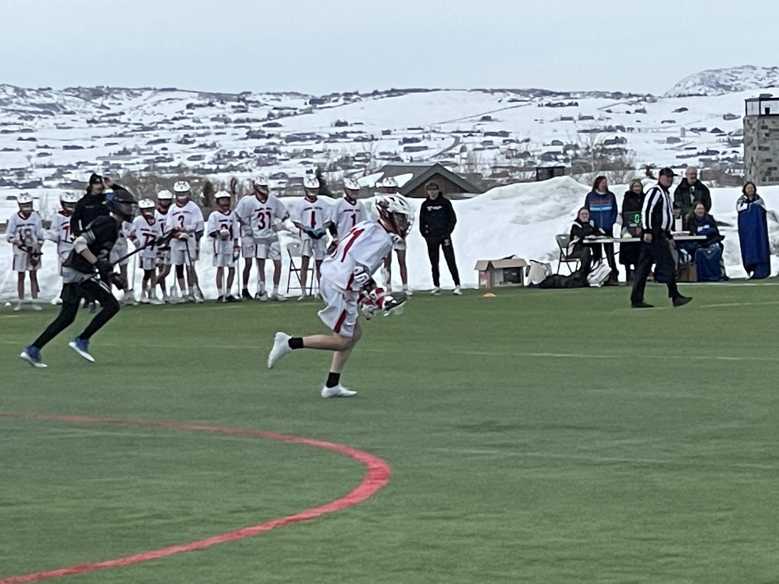 The PCHS Miners freshmen boys lacrosse team playing in Park City.