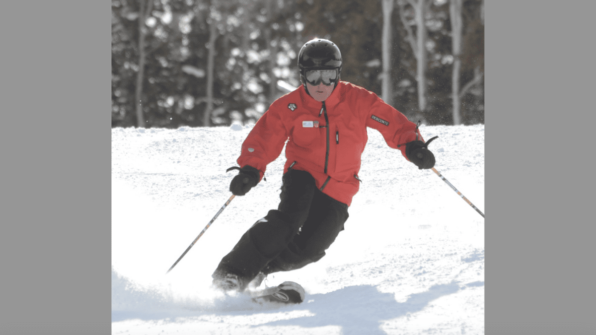 Park City's Lance Swedish telemark skiing.