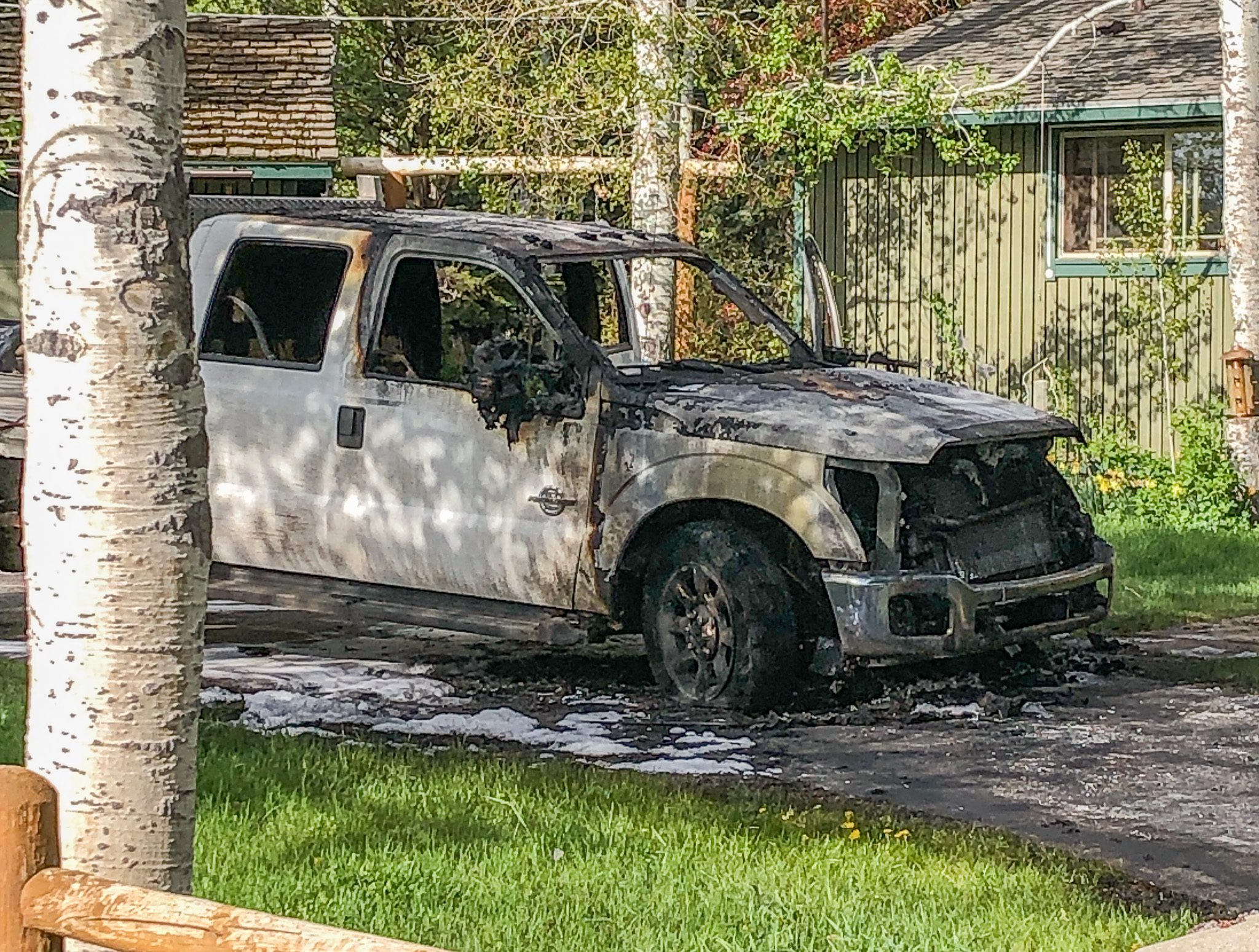 A large truck caught fire last night on Old Ranch Road