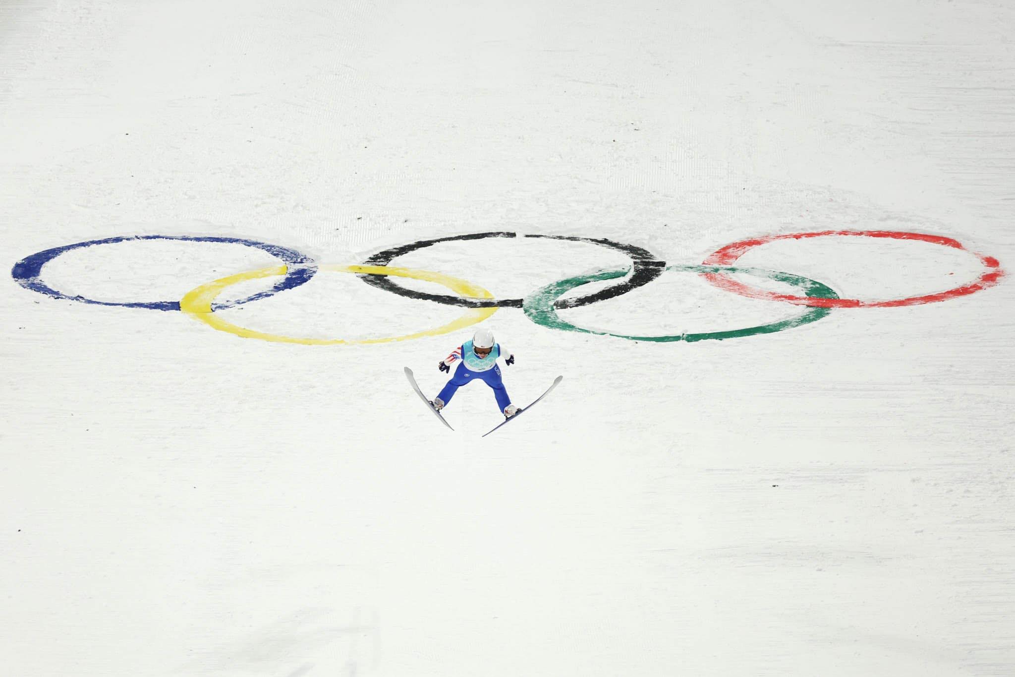 Patrick Gasienica ski jumping for USA in the Beijing 2022 Olympic Games.