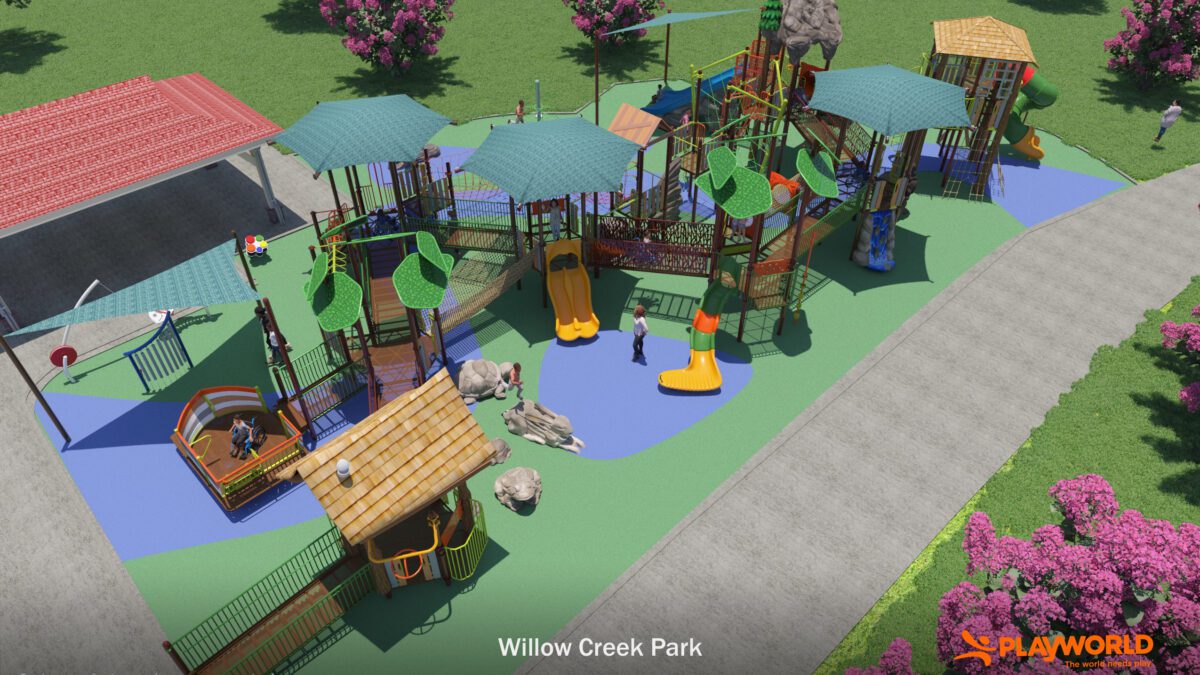Demo and construction of two new playgrounds in Willow Creek Park with begin in July.