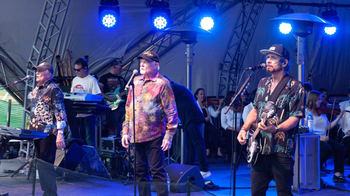 The Beach Boys Bruce Johnston (Left), and Mike Love (Center) play Snow Park Amphitheater at Deer Valley on July 15, 2023.