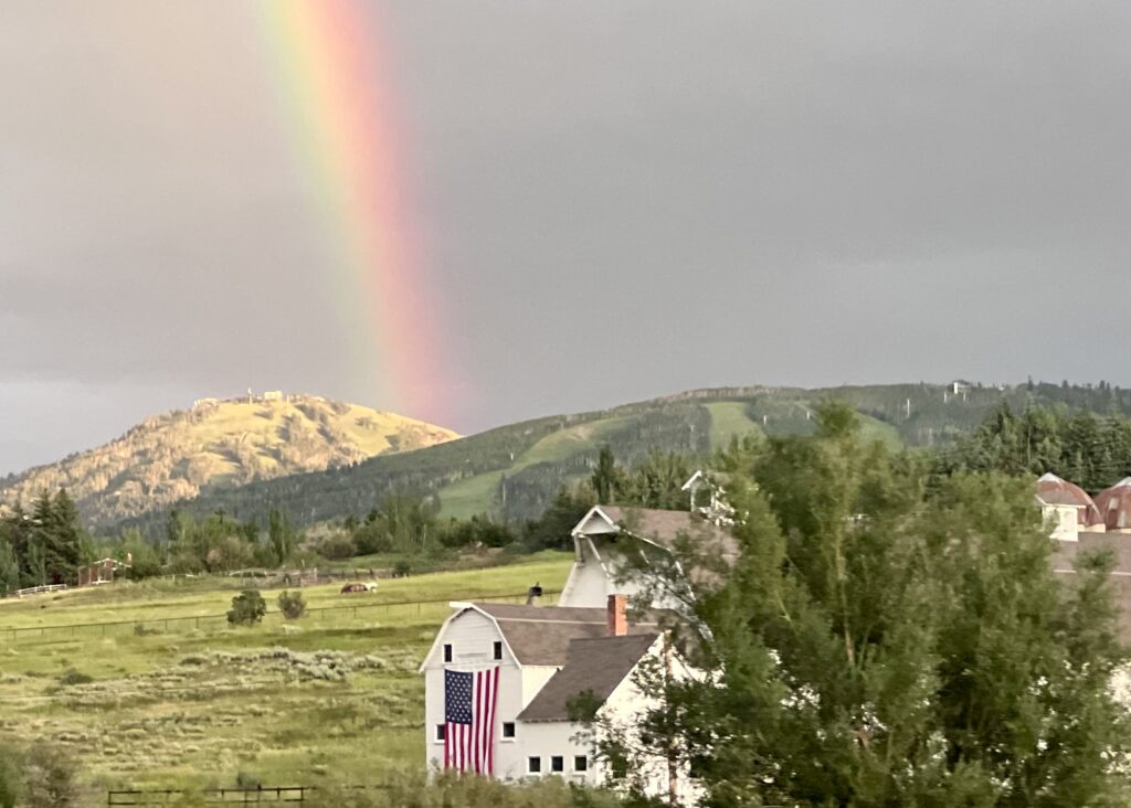 Rainbow over Deer Valley with McPolin Barn from Aspen Springs