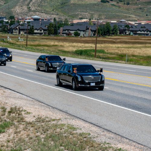 President Joe Biden driving down SR 224 in on his way to a Park City campaign fundraiser.