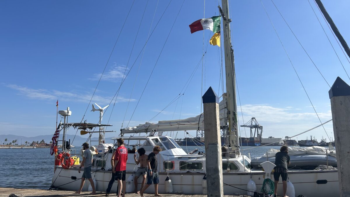The sailboat that the Simis brothers just docked in Mexico after sailing from Japan.