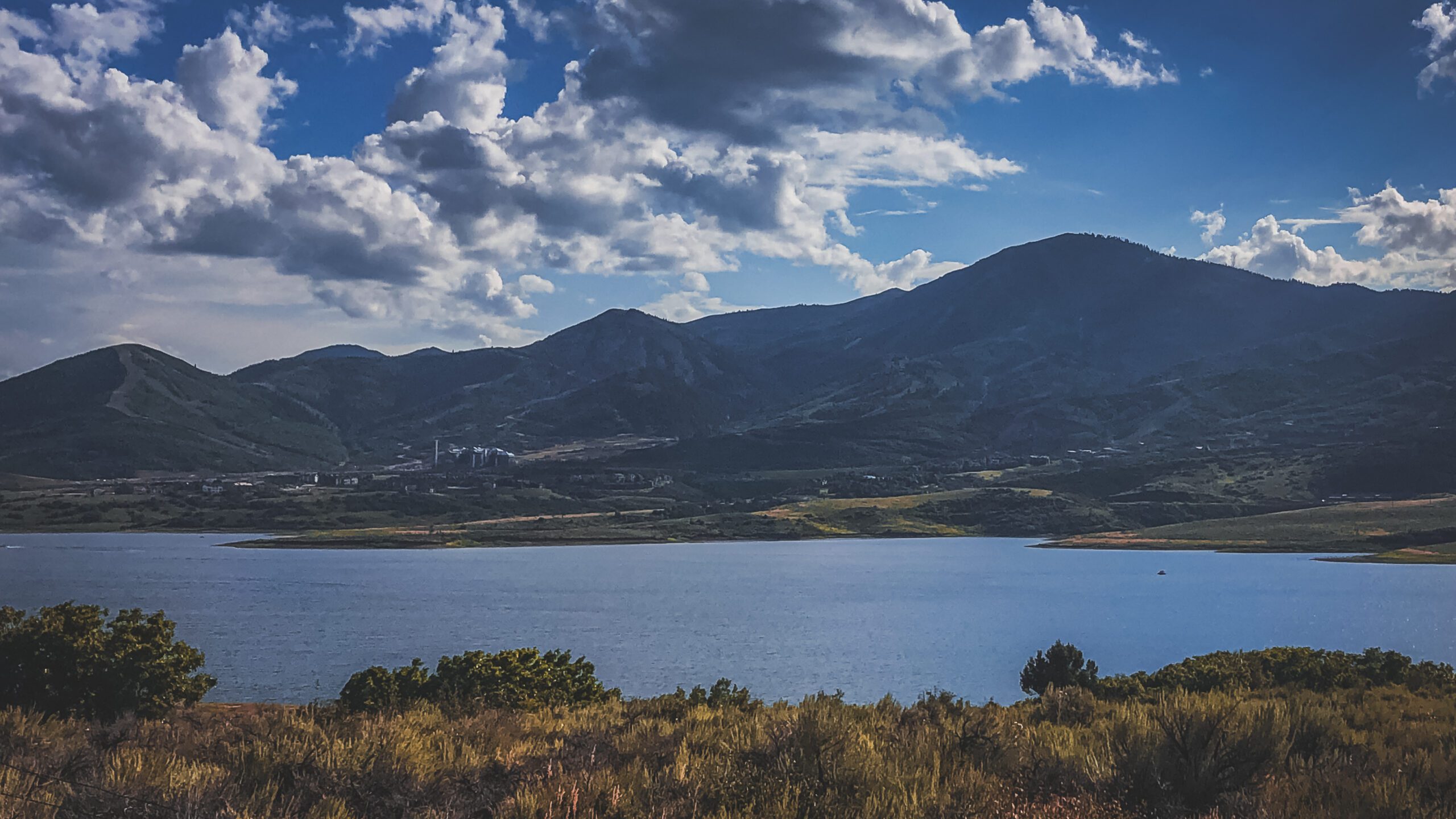 The Jordanelle Reservoir with Mayflower Resort in the background.