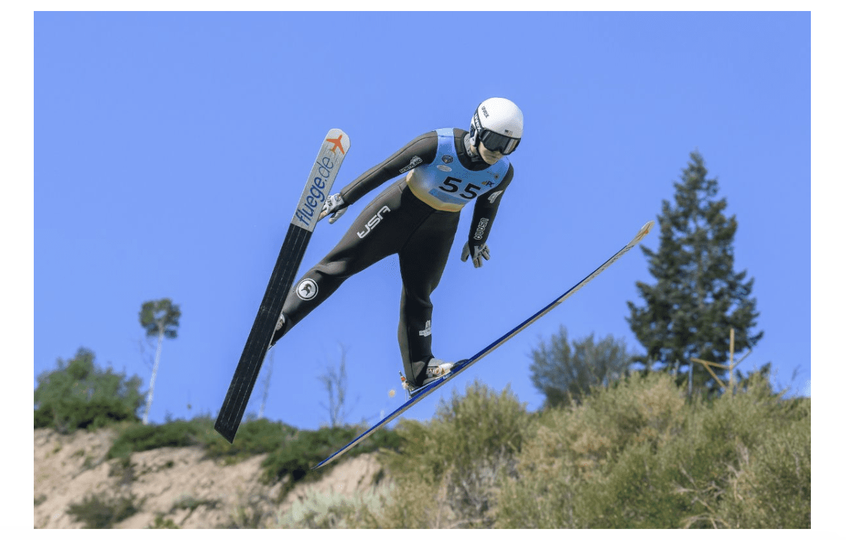 Park City's Paige Jones, Team USA ski jumper at Springer Tournee at UOP.