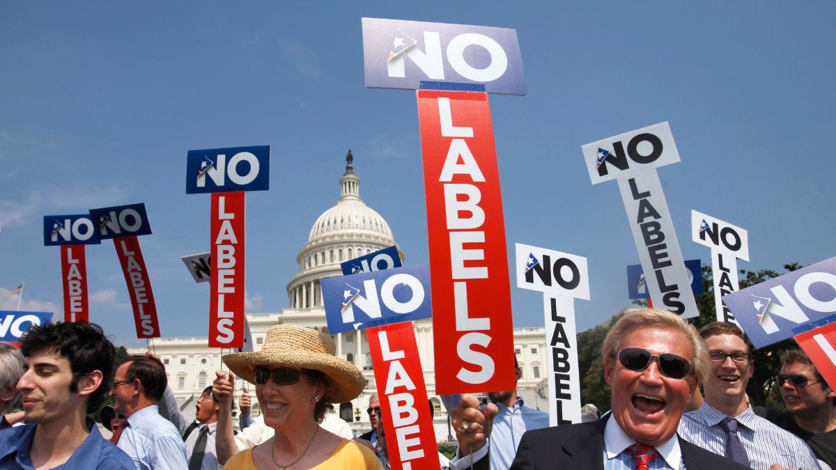 John Holman, of Denver, Colo., right, and others with the group "No Labels" take part in a rally on Capitol Hill in Washington, July 18, 2011. North Carolina voters could have another presidential ticket to choose from in 2024 now that state election officials have formally granted the “No Labels” movement a spot on the ballot. The State Board of Elections voted 4-1 on Sunday, Aug. 13, 2023, to recognize the No Labels Party as an official North Carolina party following a successful petition effort.