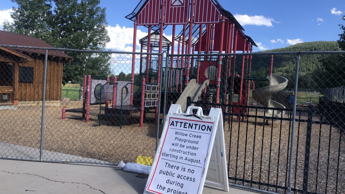 Willow Creek Playground will be closed for constructions starting Aug 4