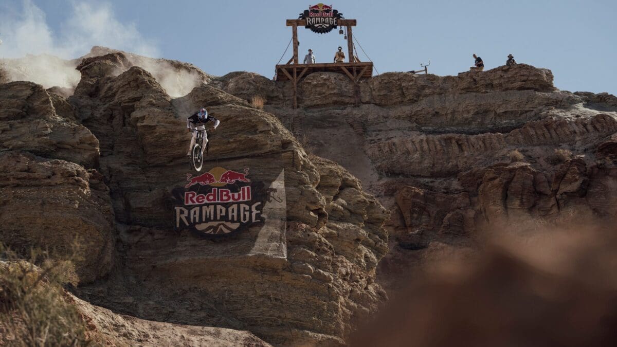 Cam Zink rides his bike at Red Bull Rampage in Virgin, Utah on Oct. 21, 2022.