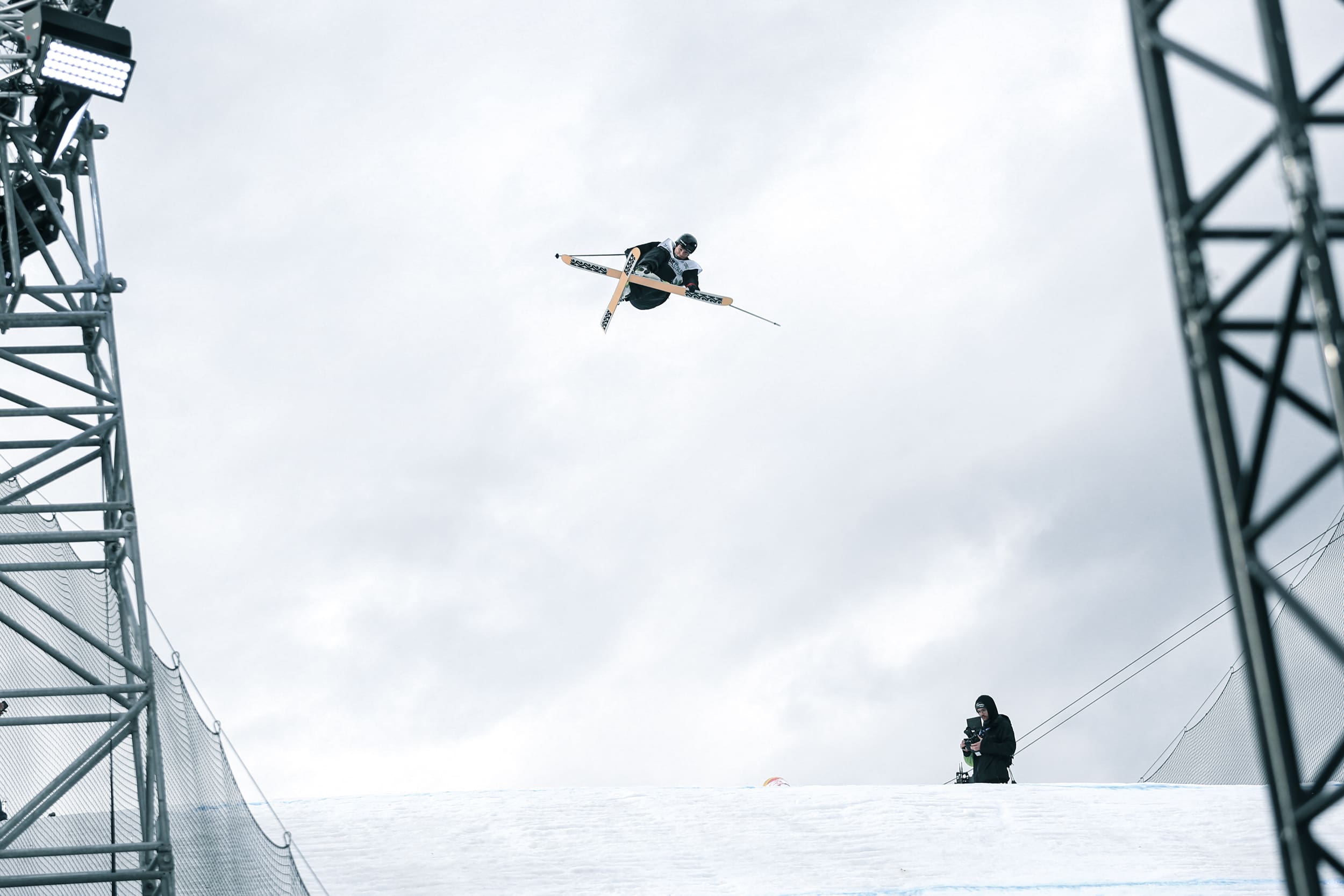 Park City's Troy Podmilsak Executing a Triple 18 Mute at the Big Air Freeski FIS World Cup in Chur, Switzerland, landing in 4th place.