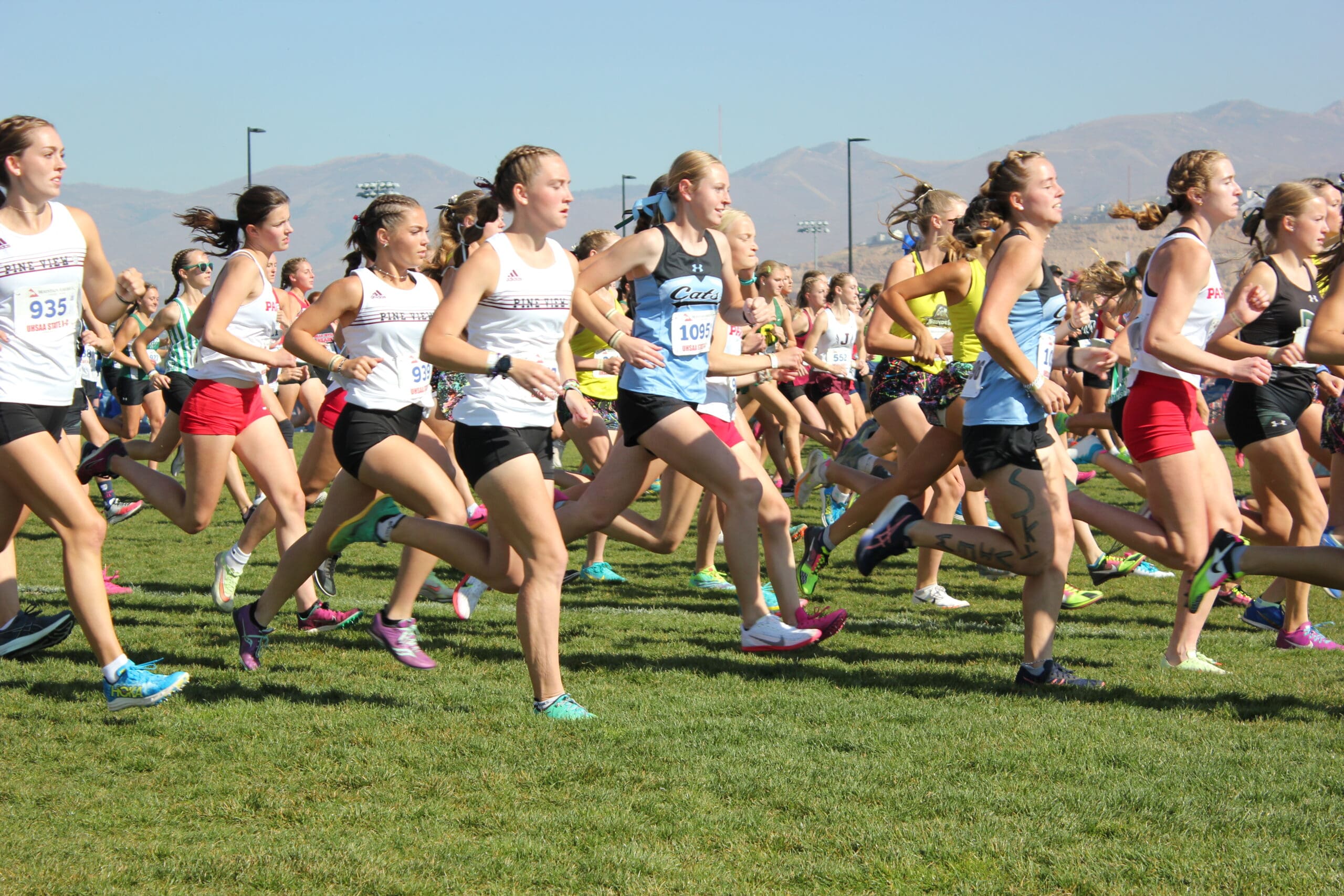 Park City High School girls 4A cross country runners getting a team top ten at the Utah State Championships.