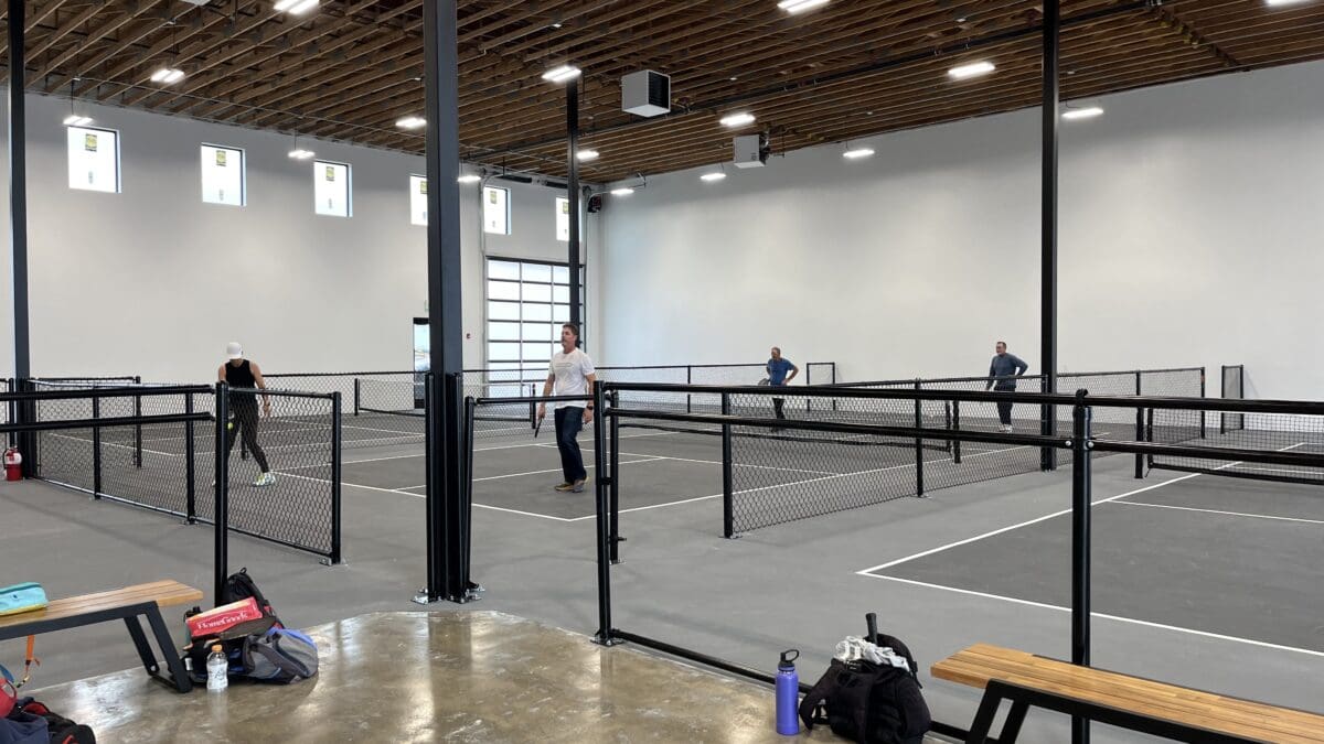 Pickleball players enjoy the courts at Kellsey Pickleball's soft opening Thursday, Oct. 12, in Heber City.