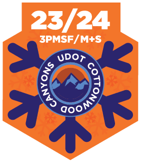 Official 2023/2024 sticker showing vehicle preparedness for canyon travel in the winter.