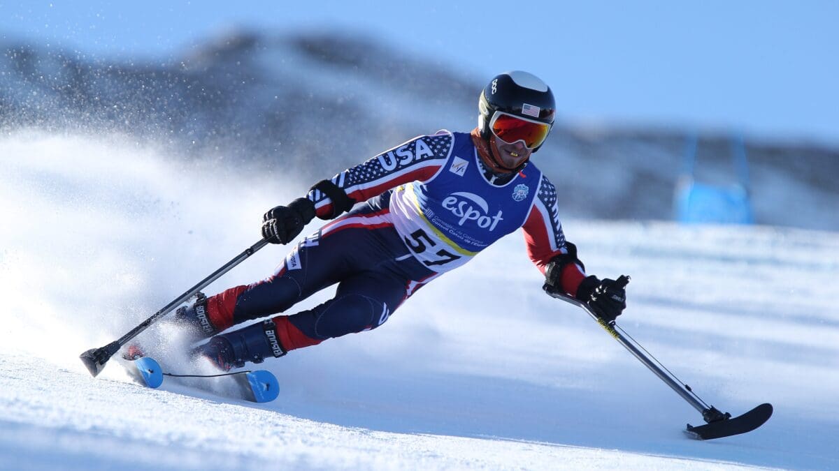 Andrew Haraghey racing in the FIS Para Alpine Ski World Championships, Giant Slalom, Espot, Spain, 26.01.2023.