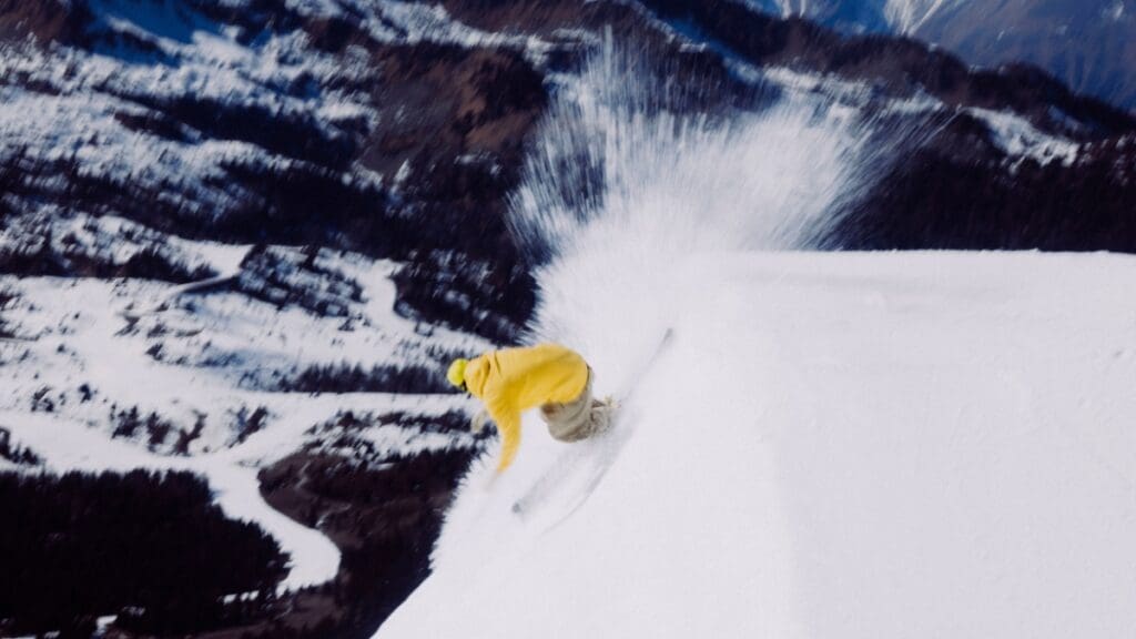 Park City local free skier Alex Hall in Italy with Faction Skis.
