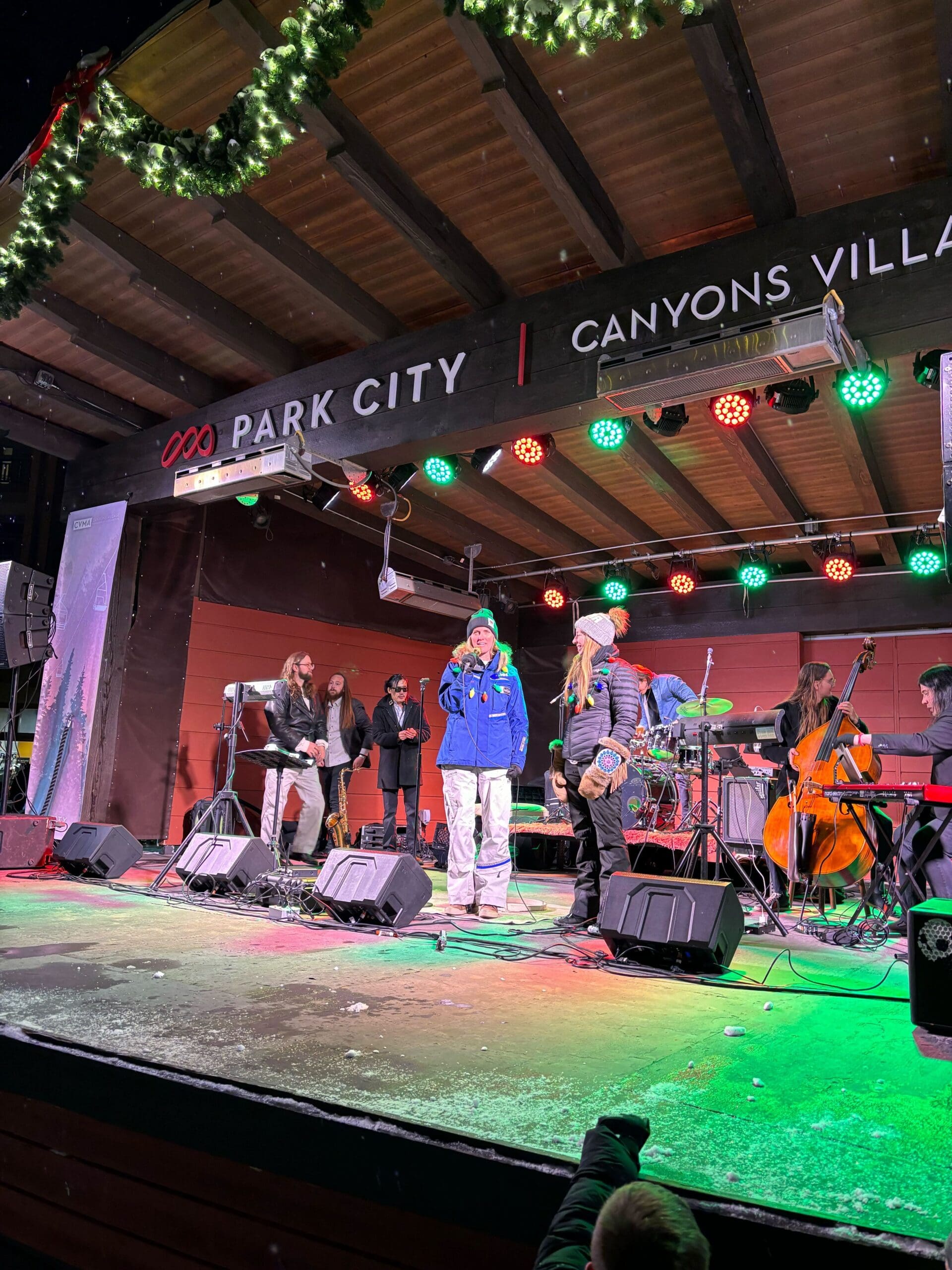 Deirdra Walsh speaks at Park City Mountain's seventh-annual tree lighting ceremony, Nov. 24, 2023.