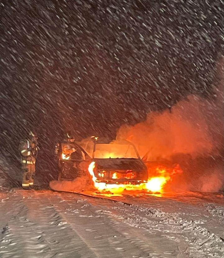 Vehicle on East Canyon Road fully engulfed in flames