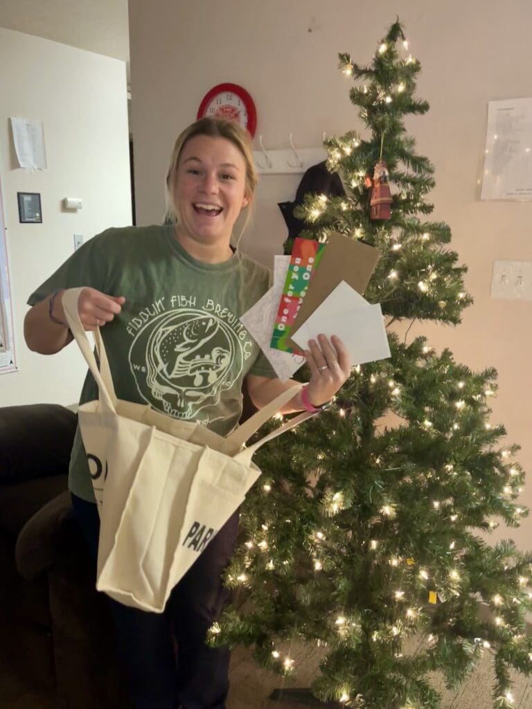 Third place winner Abby Walton and her Wellness Package prizes from this year's local holiday shopping spree. 