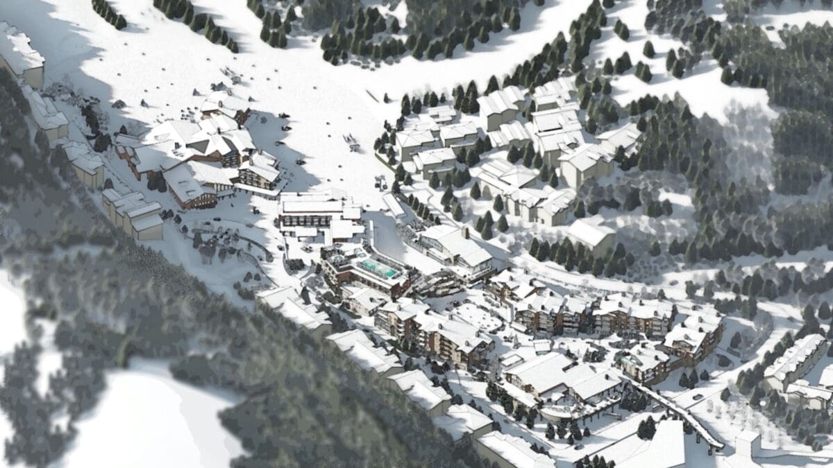 A rendering of the Snow Park base area.