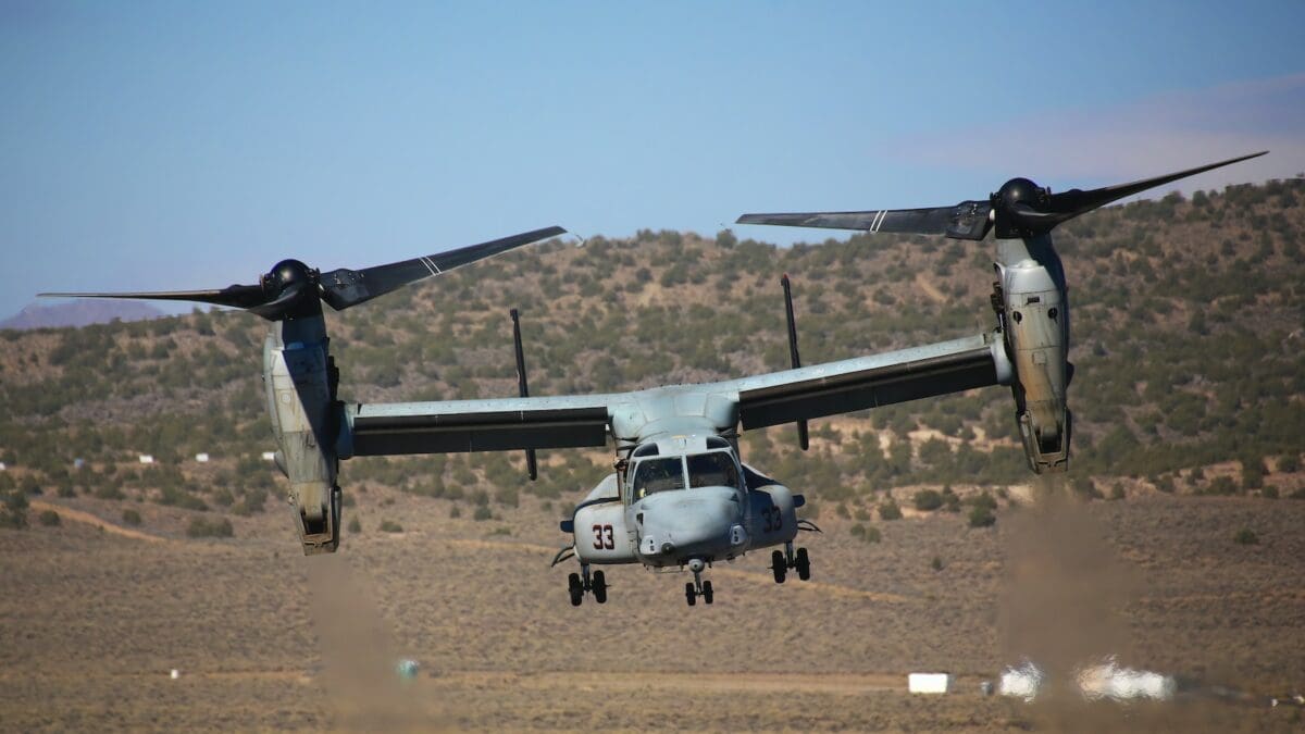 An aircraft similar to the Osprey that crashed off the coast of Japan last week.