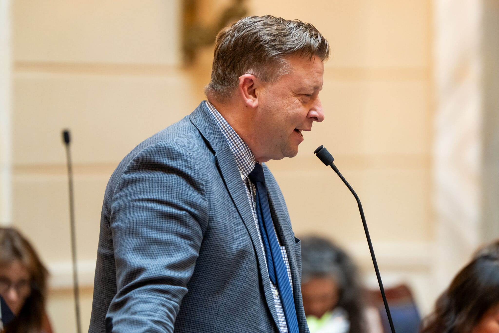 Sen. Todd Weiler, R-Woods Cross, speaks in the Senate Chamber at the Capitol in Salt Lake City on Friday, Jan. 26, 2024.