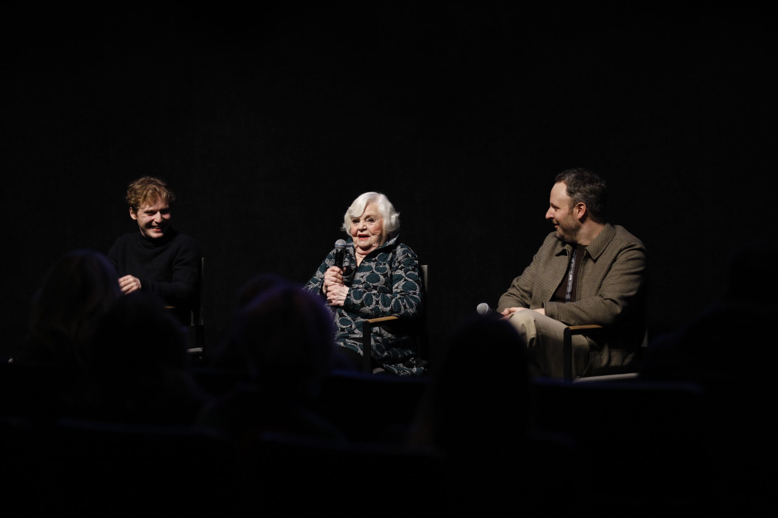 Actors Fred Hechinger and June Squibb and director Josh Margolin during the 'Thelma' Q&A.