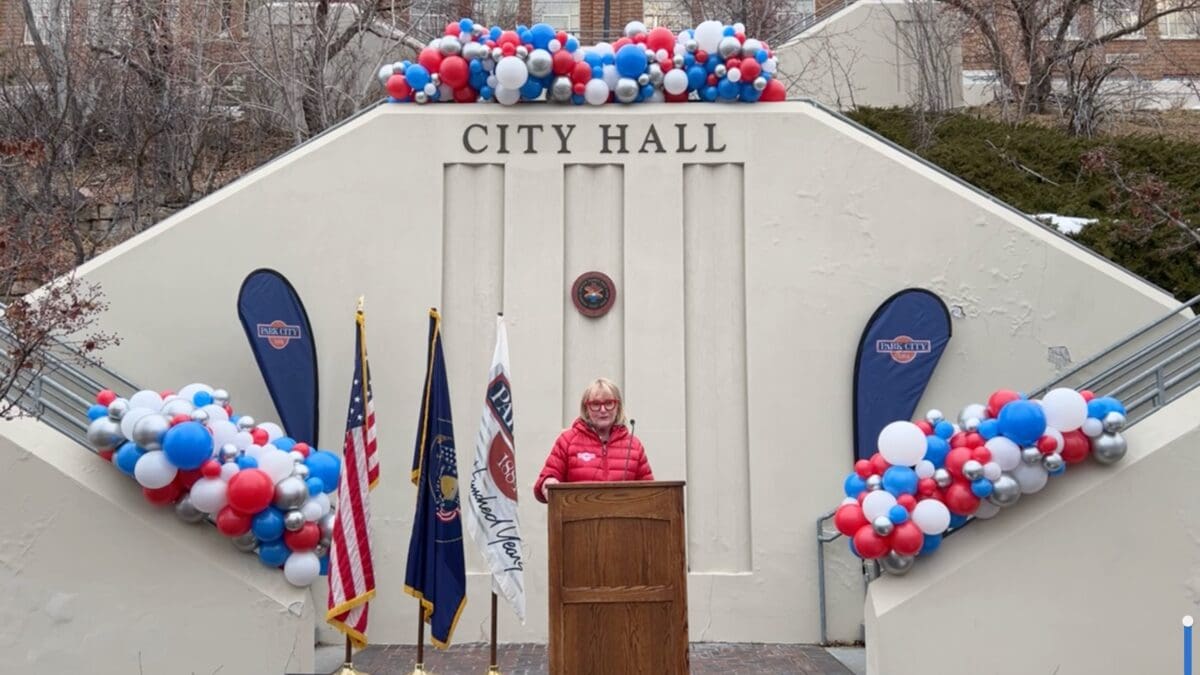 Park City Mayor Nann Worel conducted the swearing in ceremony in front of City Hall.