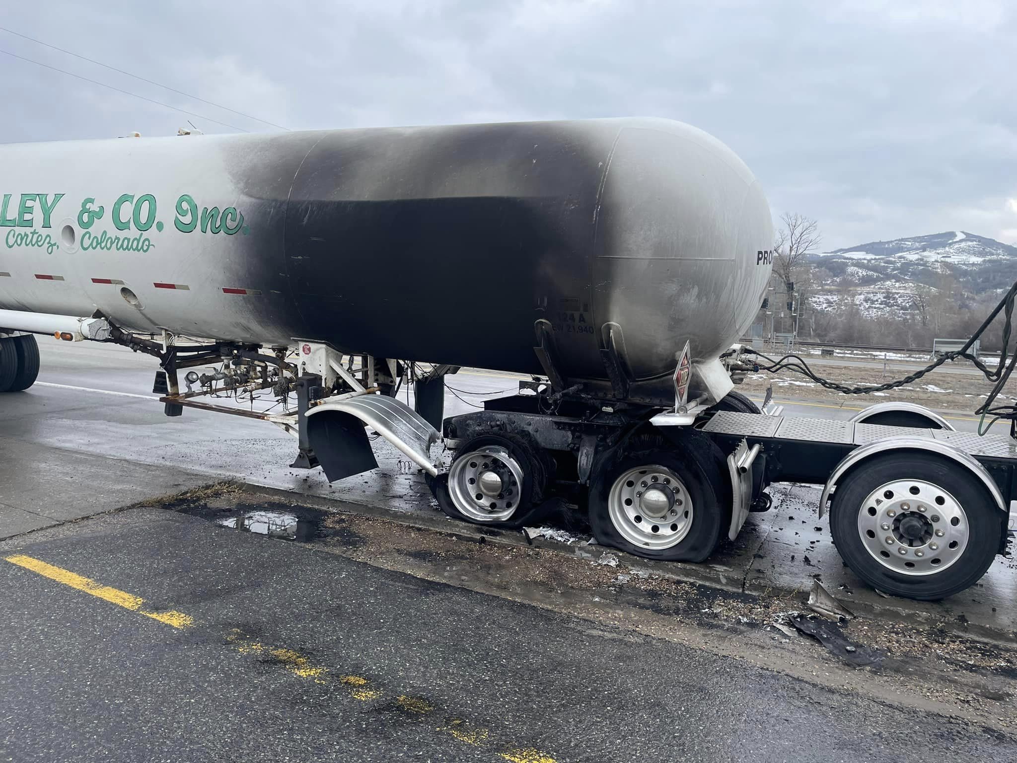 A semi-truck fire briefly close I-84 in Morgan County on Jan. 4, 2024.