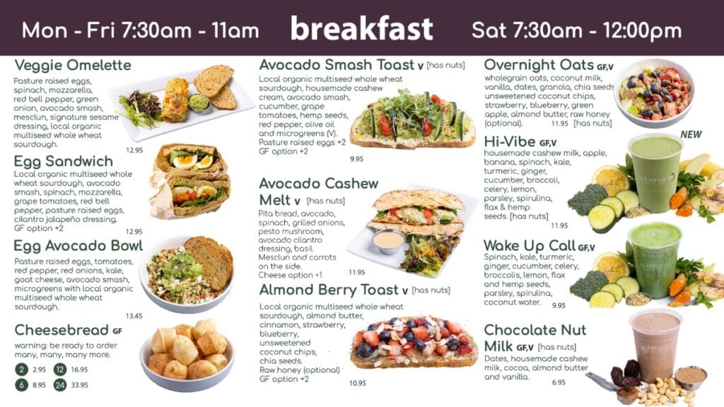 Aubergine's new breakfast menu launched Jan. 2, 2024.