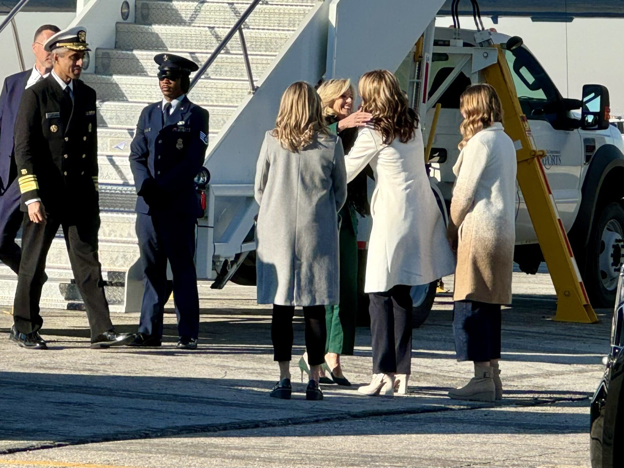 First lady Jill Biden greets Utah’s first lady, Abby Cox, in Salt Lake City on Tuesday, Jan. 16, 2024.