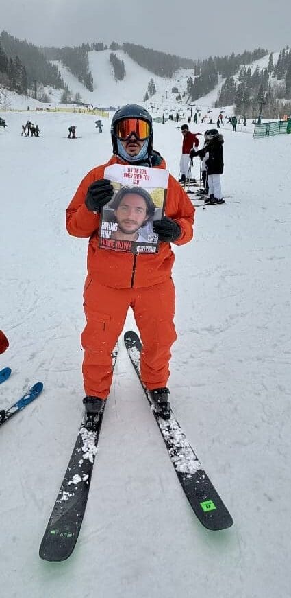 Skiing at Deer Valley while honoring a family member being held hostage. Photo: courtesy of Brian Spivak