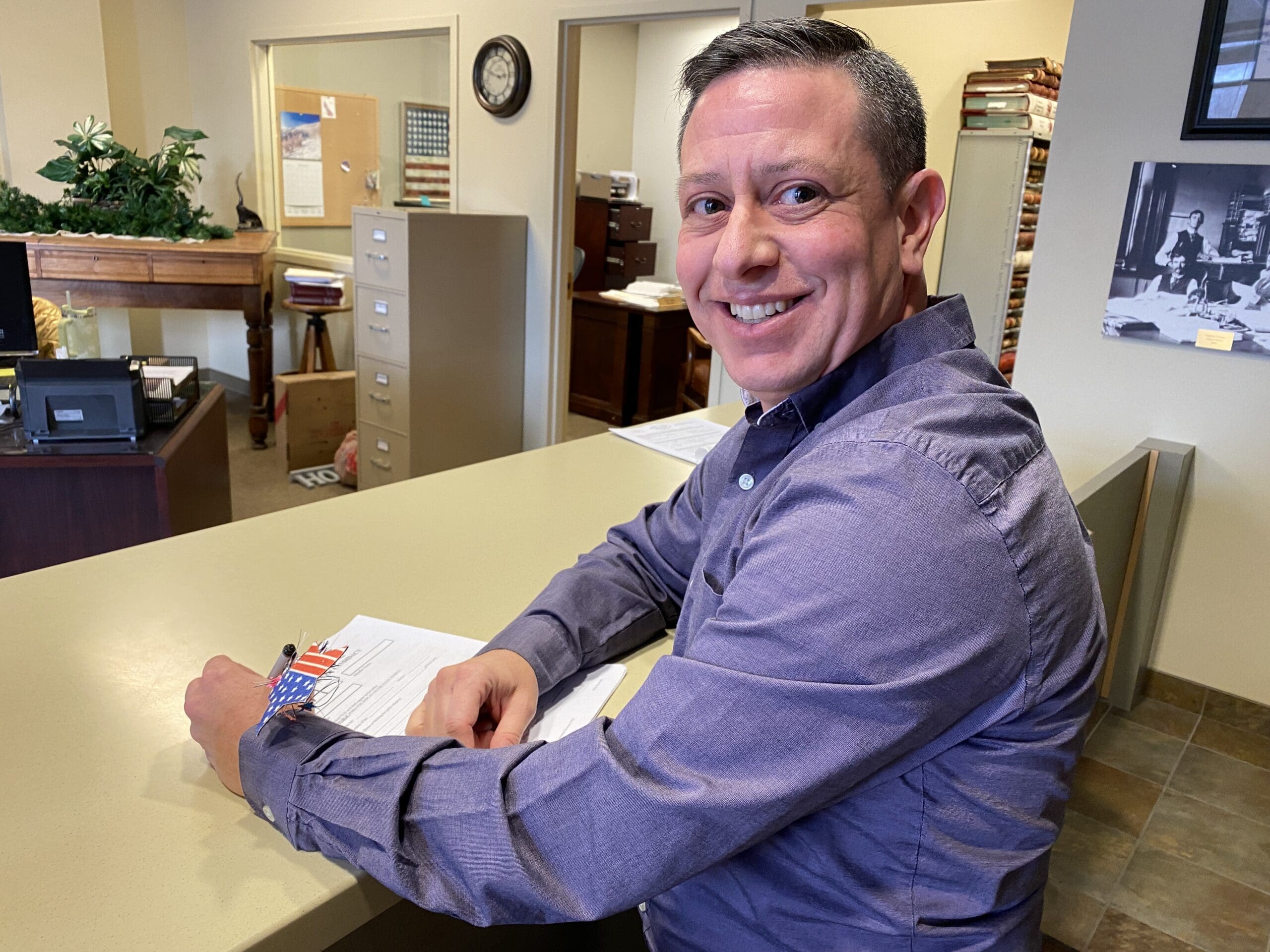 Campbell filing candidacy for Utah House District 4 at the Summit County Clerk's Office.