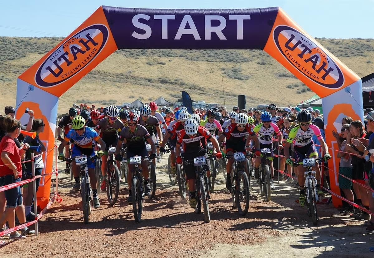 Start of Utah High School Cycling League race.